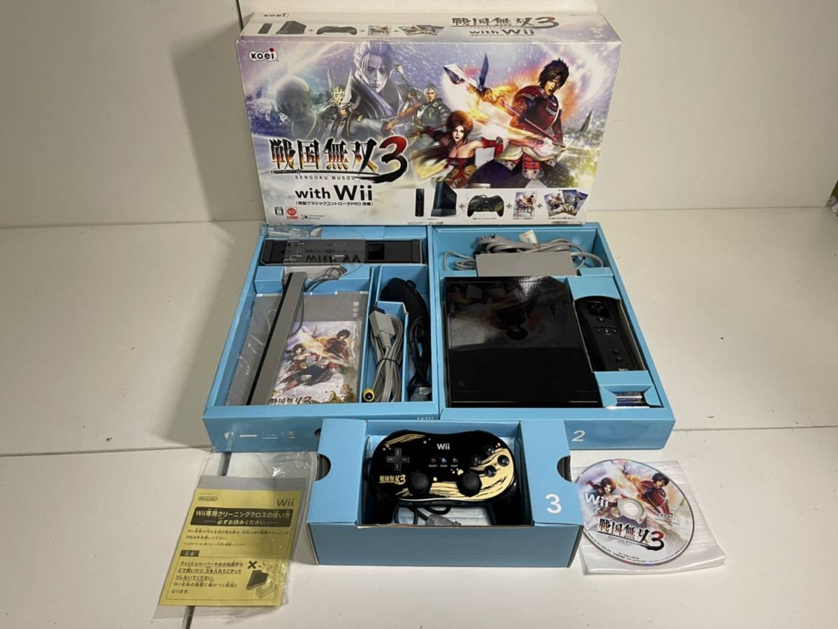 Wii本体 戦国無双3 with Wii 黒 特製クラッシックコントローラーPRO 同梱